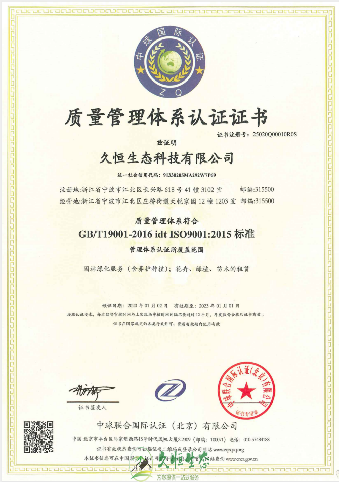 武汉洪山质量管理体系ISO9001证书